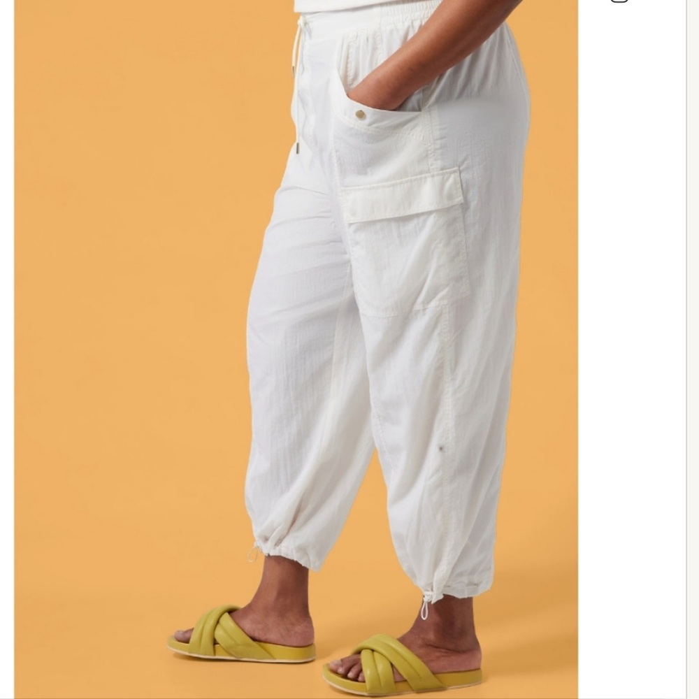 ❤ Athleta Keys High Waist White Nylon Utility Jogger Parachute Pant Size 18